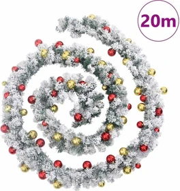 vidaXL Weihnachtsgirlande mit Kugeln 20m grün LED 300x warmweiß