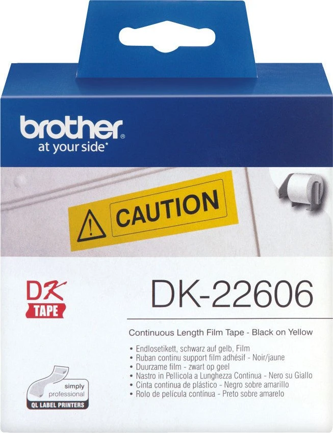 Brother Brother-Etiketten DK-22606, gelb, Endlos-Etiketten, Film, (HxB