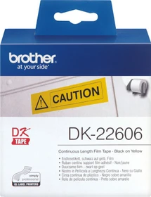 Brother Endlosetiketten DK-22606, 62mm, 15.2m, schwarz/gelb, beschichtet