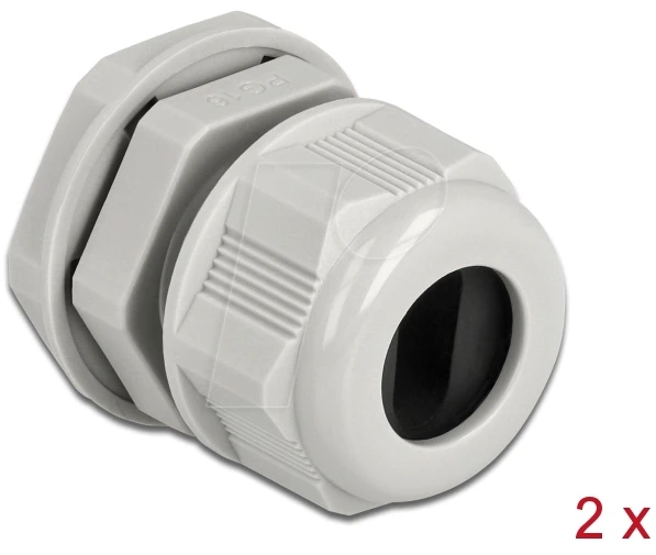 DeLOCK Kabelverschraubung PG16 für Flachkabel, grau, 2 Stück