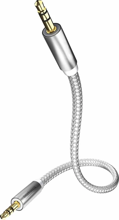 in-akustik Premium MP3 Audiokabel, 3.5mm Klinke Stecker/Stecker silber 0.5m