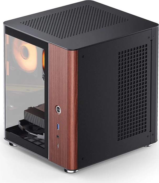 Jonsbo TK-0 Black, schwarz/braun, Glasfenster, Mini-ITX