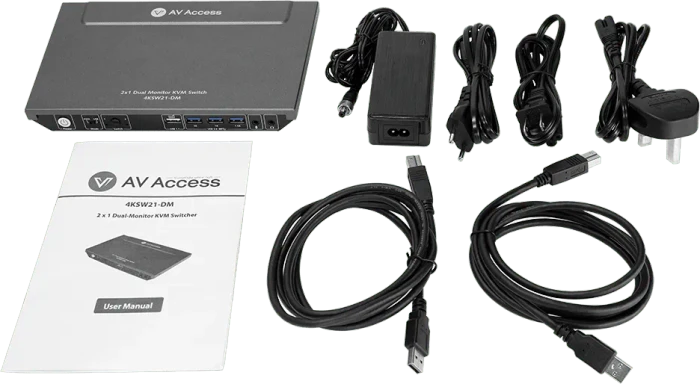 AV Access 2x1 Dual Monitor, 4K Dual-HDMI, 2-fach KVM-Switch