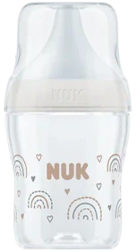 NUK Perfect Match Trinkflasche mit weichem Silikon-Trinksauger, 3+M, 150ml, weiß