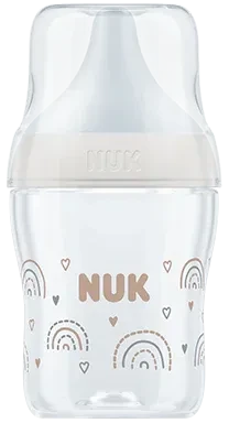 NUK Perfect Match Trinkflasche mit weichem Silikon-Trinksauger, 3+M, 150ml, weiß