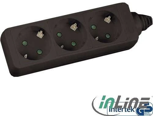 InLine Steckdosenleiste, 3-fach, mit Kindersicherung, 5m, schwarz