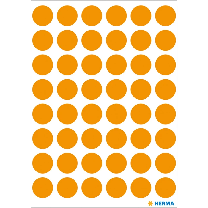 Herma Markierungspunkte 13mm, leuchtorange, 50 Blatt