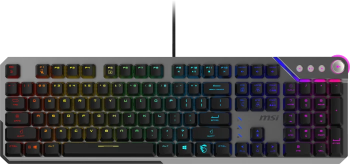 MSI STRIKE 600 Silent Gaming Keyboard, LEDs RGB, Kailh Midnight Pro Silent Tactile, USB, FR