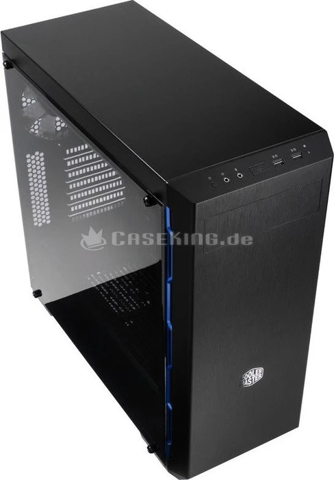 Cooler Master MasterBox MB600L schwarz/blau, Acrylfenster, mit 5.25" Schacht