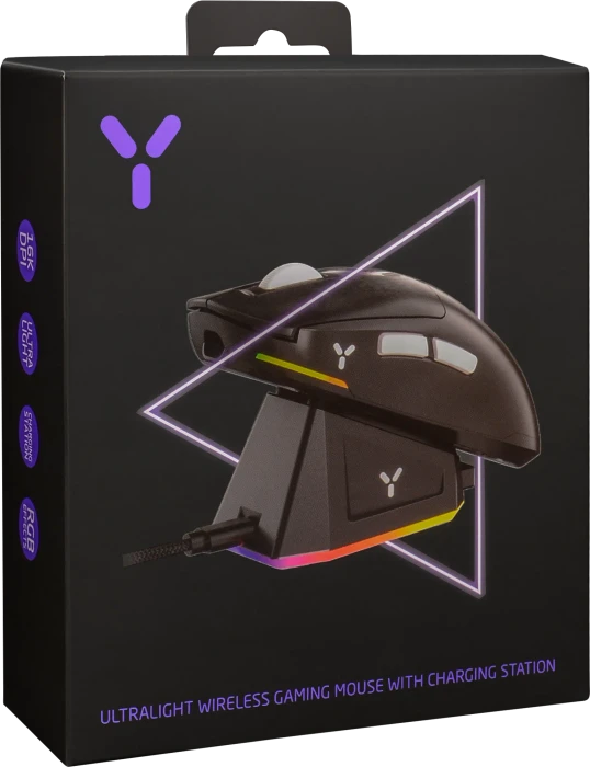 ISY IGM-6000-BK Ultralight Wireless Gaming Maus mit Ladestation schwarz, USB
