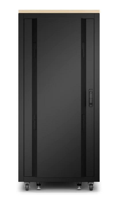 APC NetShelter 19" Netzwerkschrank 32HE, vormontiert, eigenbelüftet, Blechtür, schallgedämmt, Ahorn, 1134mm tief