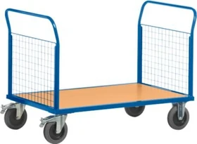 Rollcart Gitter-Doppelstirnwand Transportwagen 100x70cm blau