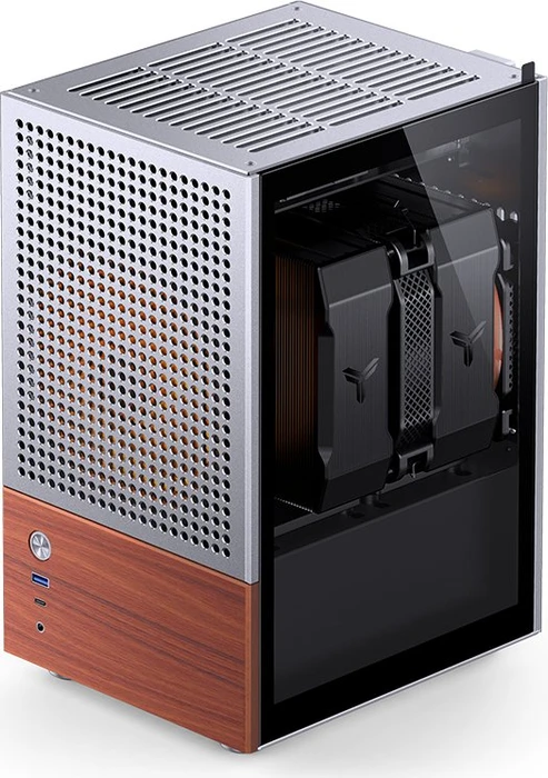 Jonsbo T6 Silver, silber/braun, Glasfenster, Mini-ITX