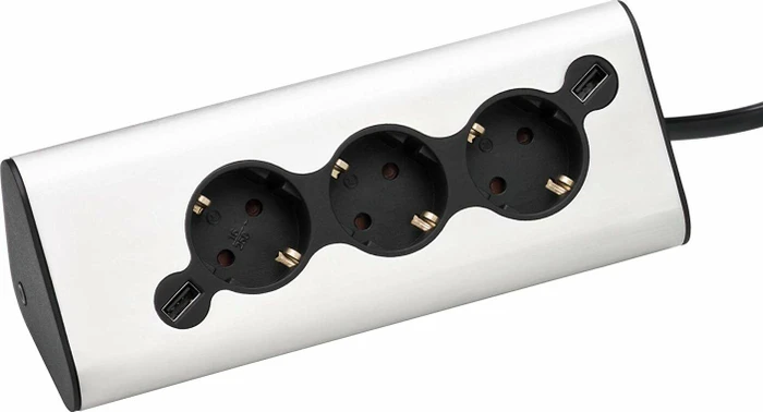 WMF Ambient Multi-Stecker Pro Edelstahl matt, 3-fach, 1.8m, edelstahl matt