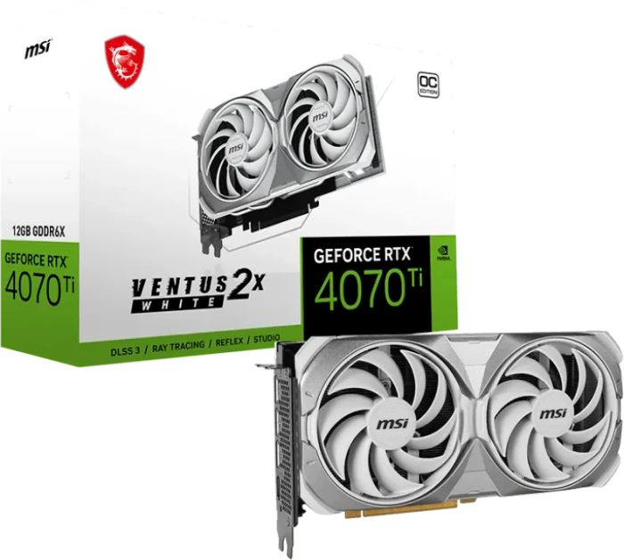 MSI GeForce RTX 4070 Ti Ventus 2X White 12G OC, 12GB GDDR6X, HDMI, 3x DP