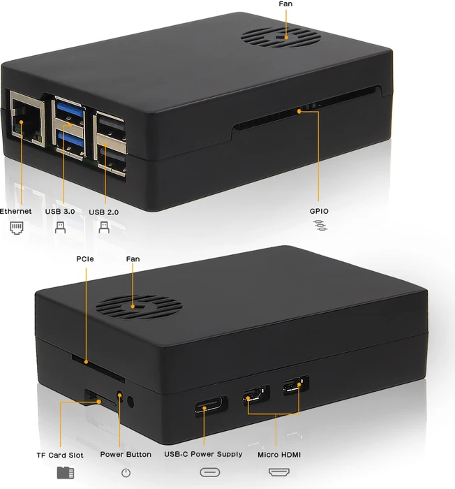 Geekworm Aluminiumgehäuse für Raspberry Pi 5, schwarz