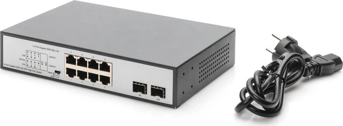 Digitus DN-951 Desktop Gigabit Switch, 8x RJ-45, 2x SFP, 180W PoE+