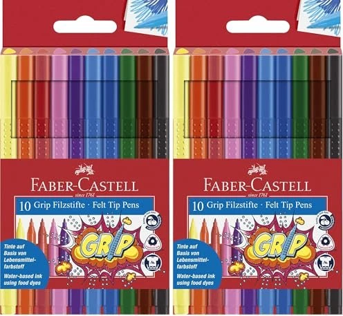 Faber-Castell Grip Filzstift sortiert, 10er-Set, Etui