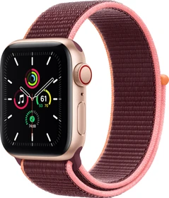 Apple Watch SE (GPS + Cellular) 40mm gold mit Sport Loop pflaume