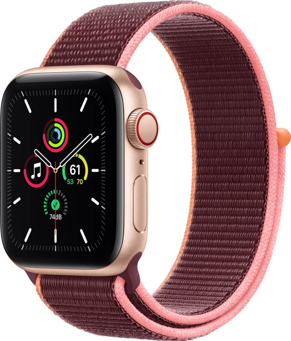 Apple Watch SE (GPS + Cellular) 40mm gold mit Sport Loop pflaume