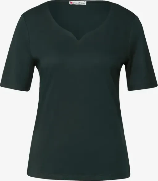 Street One Herzausschnitt T-Shirt kurzarm evernight green (Damen)