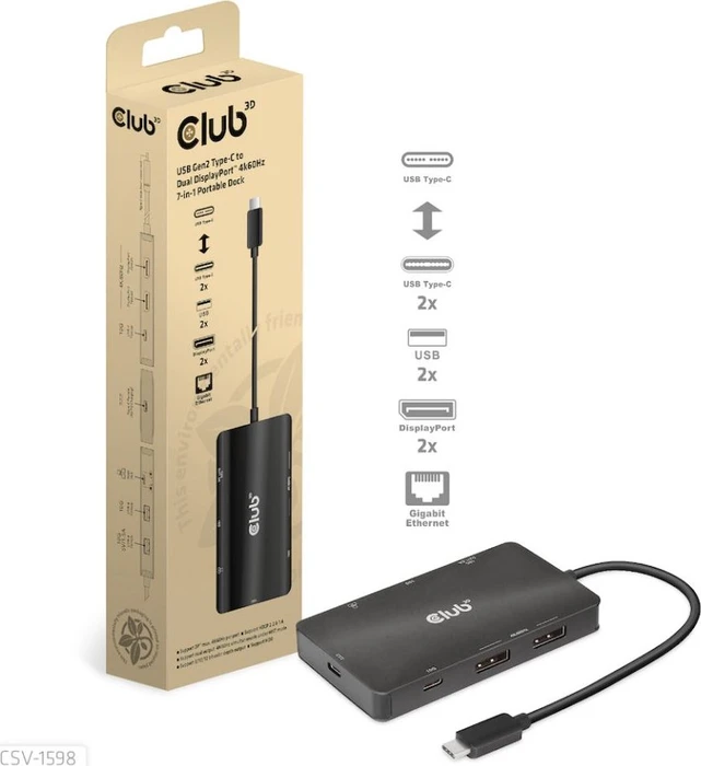 Club 3D 7in1 Portable Dock, USB-C 3.1 [Stecker]