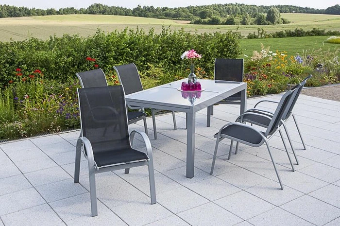 Merxx Amalfi Gartenmöbel-Set schwarz, 7-tlg.