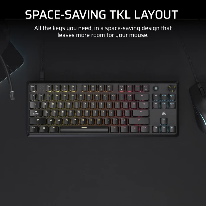 Corsair Gaming K70 CORE TKL RGB, schwarz, MLX RED V2, USB, ES