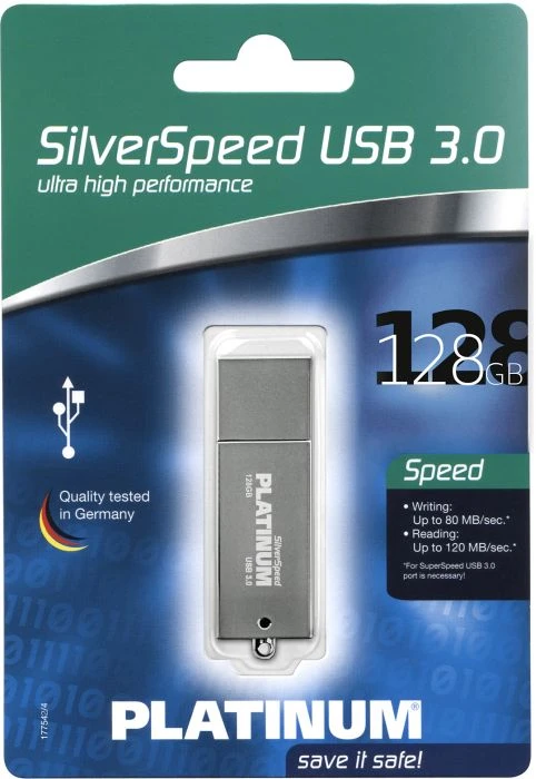 BestMedia Platinum Silver Speed 128GB, USB-A, USB 3.2 Gen 1×1