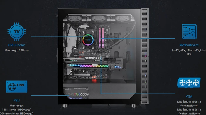 Thermaltake Versa T26 TG ARGB, schwarz, Glasfenster