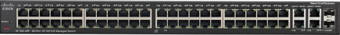 Cisco SF300 Rackmount Managed Switch, 48x RJ-45, 2x RJ-45/SFP, 375W PoE