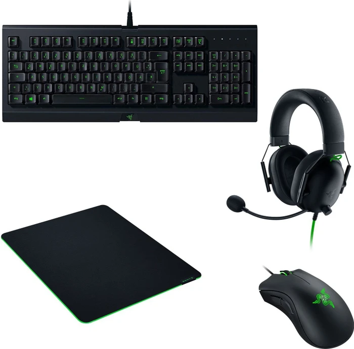 Razer Power Up Bundle V2 Gaming Set, Cynosa Lite, DeathAdder Essential, Gigantus V2 L, BlackShark V2 X, USB, DE