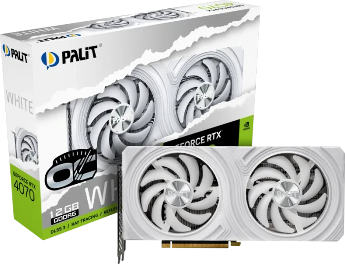 Palit GeForce RTX 4070 White OC, 12GB GDDR6, HDMI, 3x DP