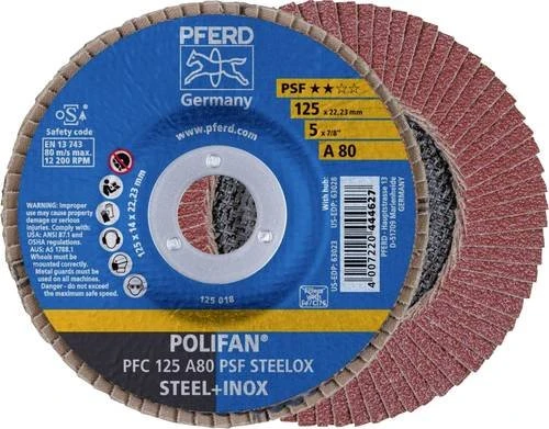 Pferd PFC 125 A 80 PSF STEELOX POLIFAN Fächerschleifscheibe K80, 125x22.23mm, 10 Stück