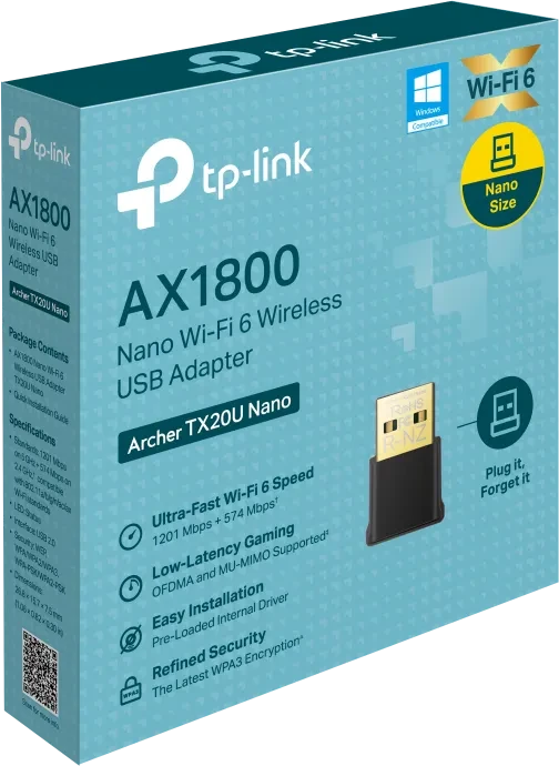 TP-Link Archer TX20U Nano, AX1800, 2.4GHz/5GHz WLAN, USB-A 2.0 [Buchse]