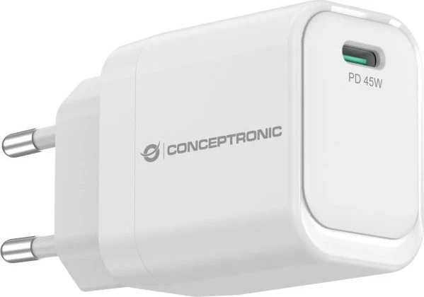 Conceptronic 1-Port 45W GaN USB-C PD Ladegerät weiß