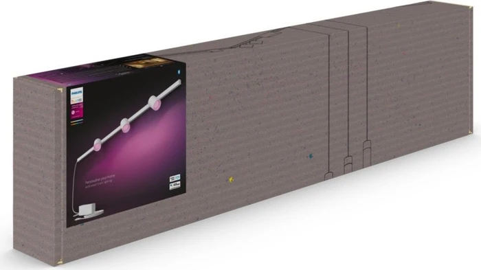 Philips Hue White and Color Ambiance Basis Perifo Schienensystem für die Wand gerade mit 3 Spots weiß