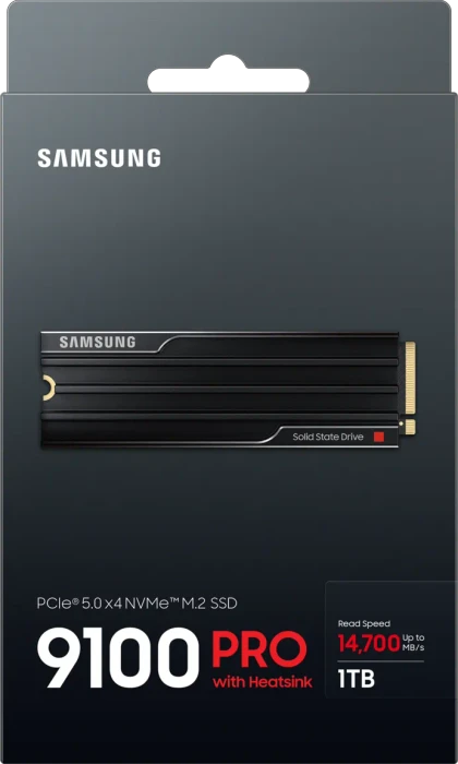 Samsung SSD 9100 PRO 1TB, M.2 2280 / M-Key / PCIe 5.0 x4, Kühlkörper