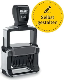 trodat professional 4.0 5440 Datumstempel mit individueller Textplatte, 49x28mm, Monat in Buchstaben, silber/schwarz