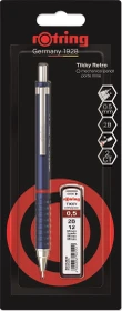 rOtring Tikky Druckbleistift 2B 0.5mm graphit, blau, Blister, Radierer, 12 Minen