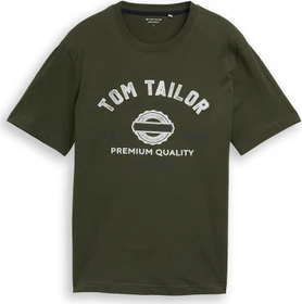 Tom Tailor Logo-Print T-Shirt kurzarm deep forest green (Herren)
