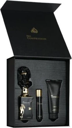 Lattafa His Confession EdP 100ml + EdP 12ml + Duschgel 100ml Duftset