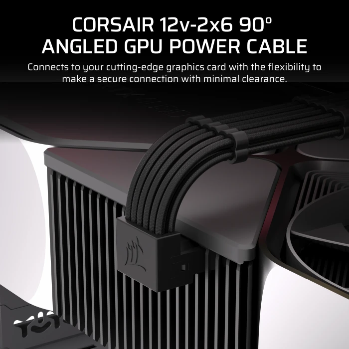 Corsair PSU Cable Type 5 - 12+4-Pin 12V-2x6 Cable, schwarz, 90° gewinkelt, 65cm, Stil A - Sense-Pins unten