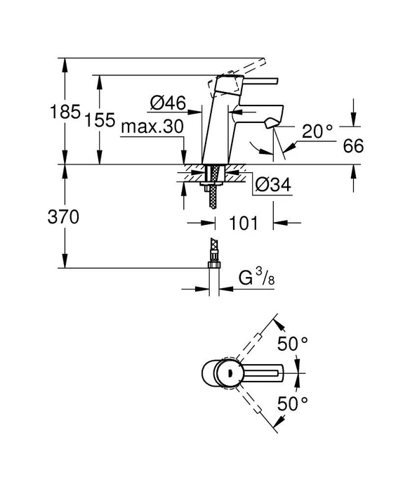 Grohe Concetto Einhand-Waschbeckenarmatur 1/2" S-Size chrom
