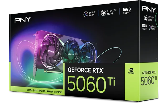PNY GeForce RTX 5060 Ti Epic-X RGB Triple Fan, 16GB GDDR7, HDMI, 3x DP