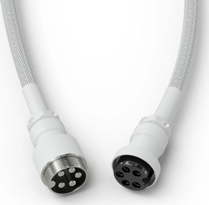 Glorious Premium Coiled Cable USB-C auf USB-A, vergoldet, Tastaturkabel (Spiral-Textilkabel), 1.37m, Ghost White