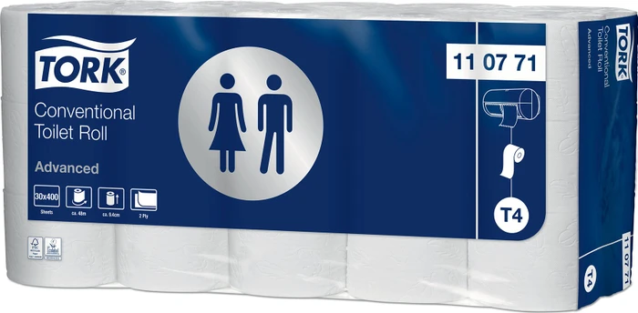 Tork T4 Advanced Toilettenpapier 2-lagig weiß, 30 Rollen