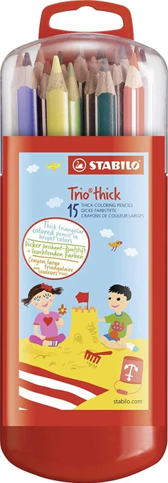 STABILO Trio thick Buntstift sortiert, Kunststoffbox, 15er-Set
