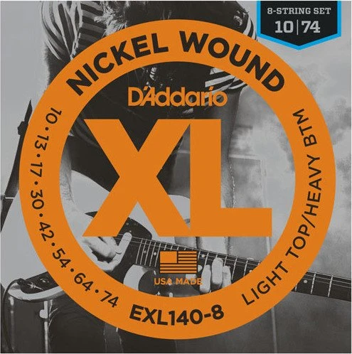 D'Addario XL Nickel Wound 8-String Light Top / Heavy Bottom