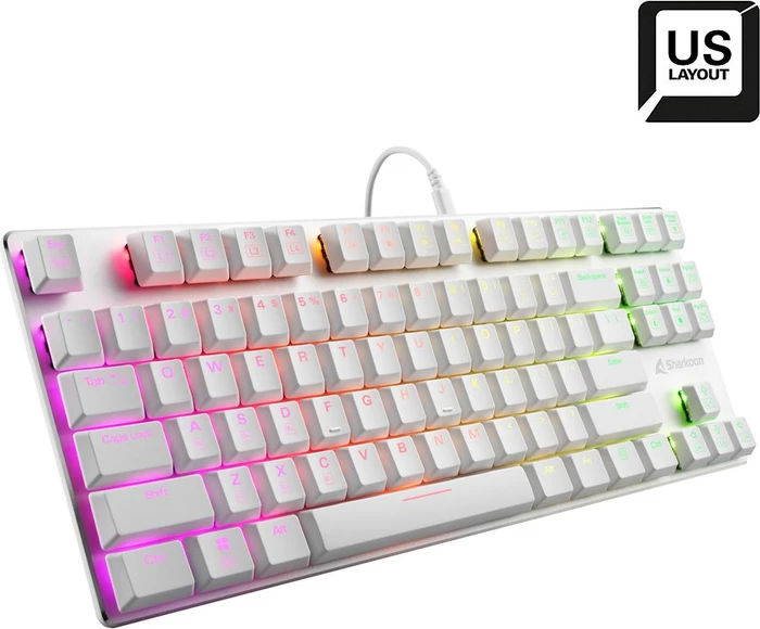 Sharkoon PureWriter TKL RGB, weiß, Kailh Choc LOW PROFILE BLUE, USB, US